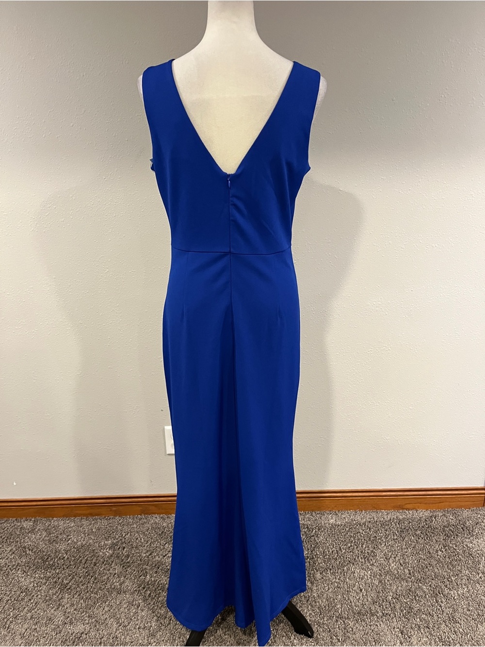 Sleeveless V-Neck Royal Blue Evening maxi Dress size large - Picture 6 of 14